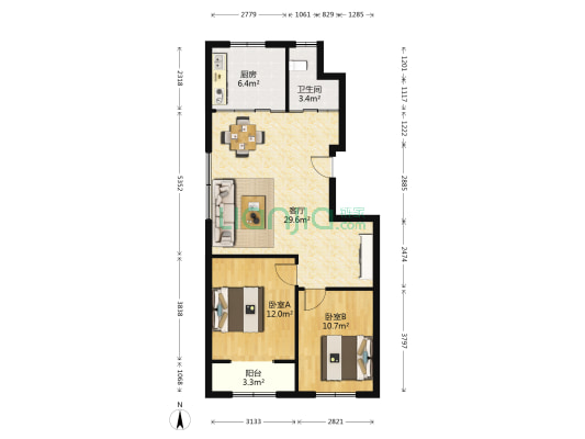 福安小区 2室1厅1卫 89平方