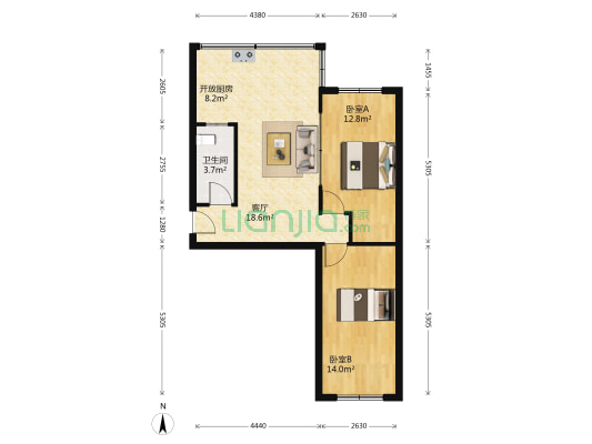 福今东 2室1厅1卫 65平方