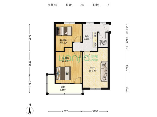 梦溪路18号 2室1厅1卫 69平方
