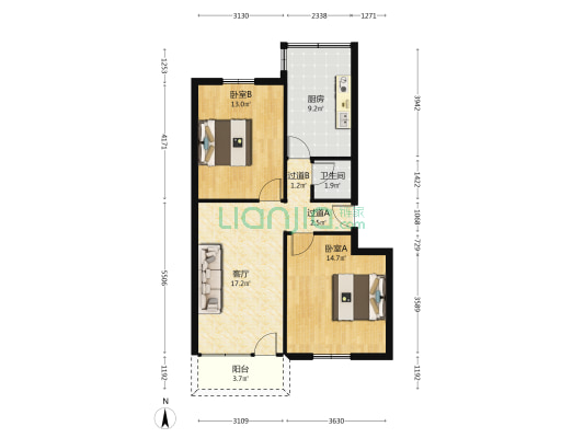 七仙街 2室1厅1卫 73平方