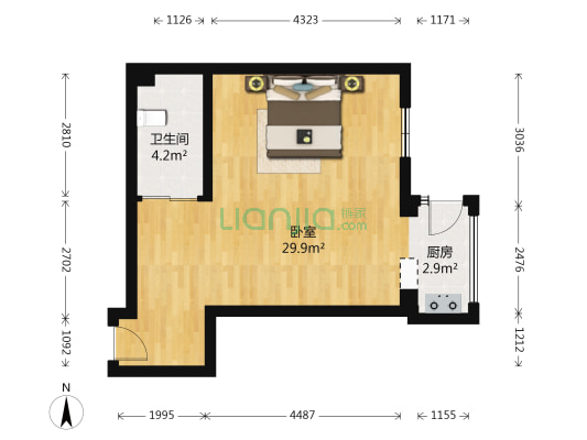 北环俊景 1室0厅1卫 50平方