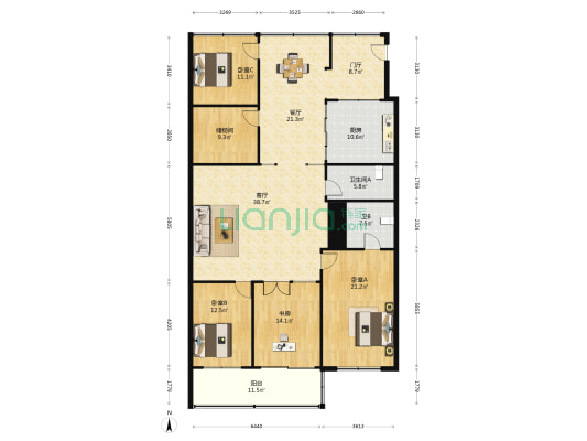 长江路18号 4室2厅2卫 188平方