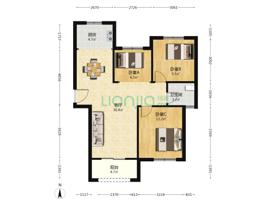 国联春风苑 3室1厅1卫 101平方