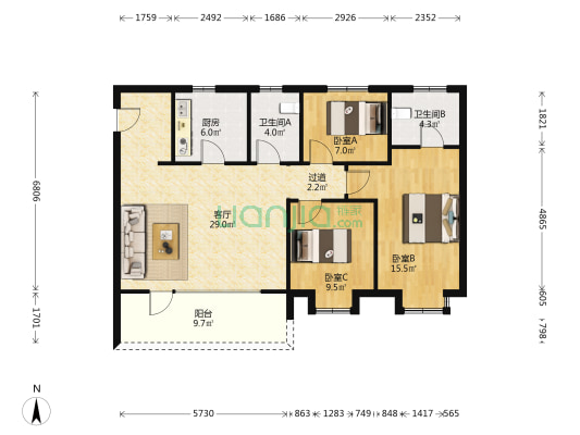 融信西发海月星湾 3室1厅2卫 121平方