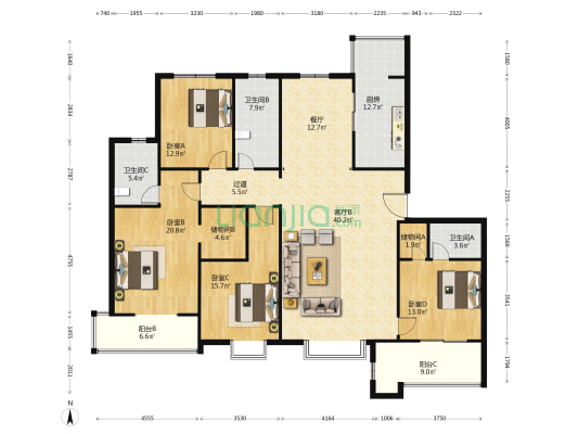 维多利亚夏郡 4室2厅3卫 229平方