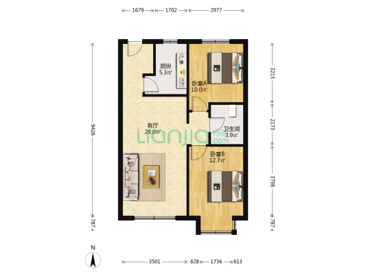 金地朗悦 2室1厅1卫 80平方