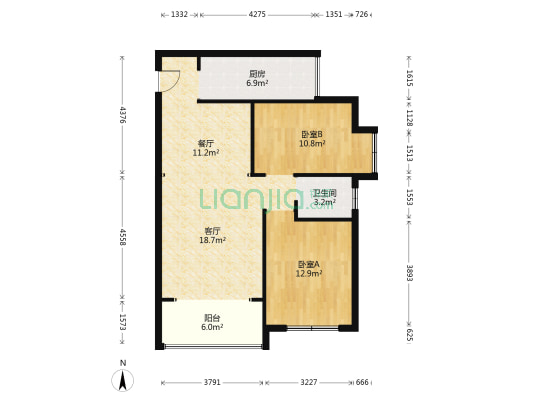 朝阳大厦 2室2厅1卫 89平方