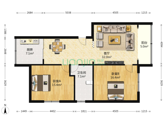 恒裕小区 2室1厅1卫 99平方