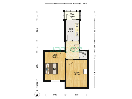 西胜街16号 1室0厅1卫 48平方