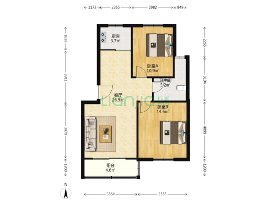 群星苑村 2室1厅1卫 81平方