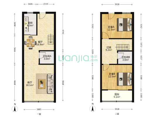 福源嘉苑 2室2厅2卫 119平方