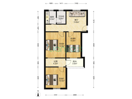 西湾路 3室1厅1卫 74平方