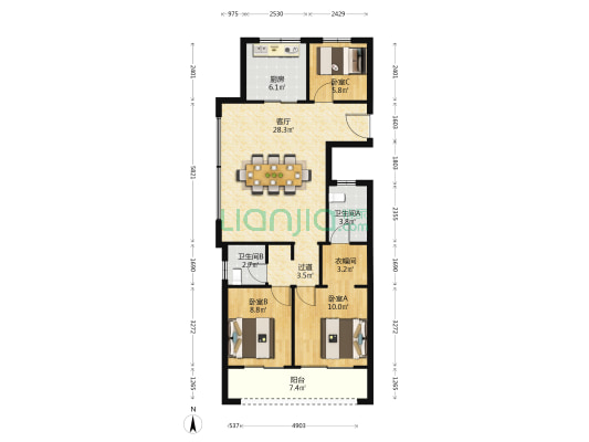 珺楠府 3室1厅2卫 99平方