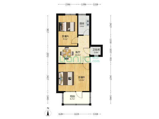 职教小区 2室1厅1卫 60平方
