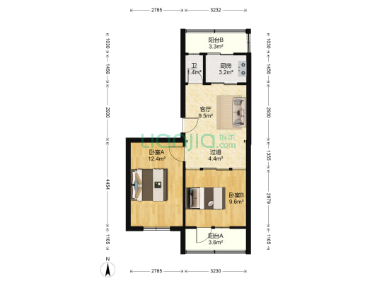 五峰里 2室1厅1卫 59平方