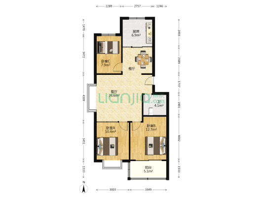 怡馨家园 3室1厅1卫 93平方