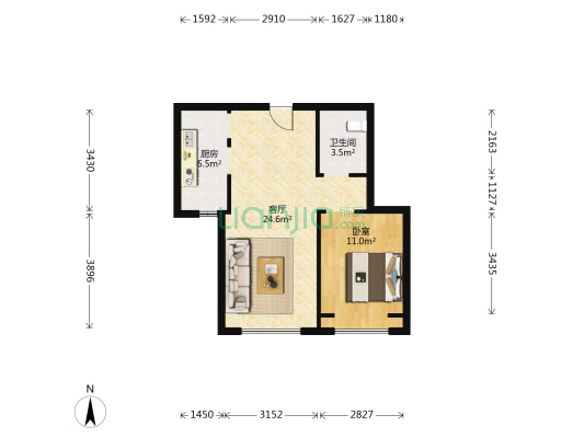 碧水雅苑C2区 1室1厅1卫 66平方