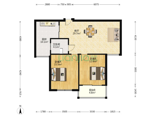 鑫龙佳苑 2室1厅1卫 91平方