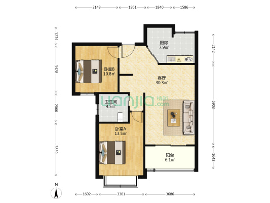 鼎隆公寓 2室1厅1卫 94平方
