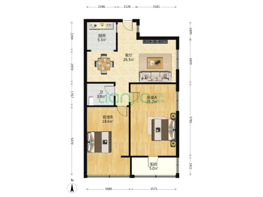 文庆路19号 2室1厅1卫 99平方