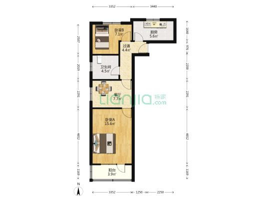 古北路371弄 2室1厅1卫 60平方
