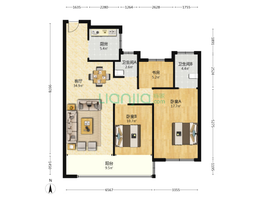 金辉通银·云尚 3室1厅2卫 123平方