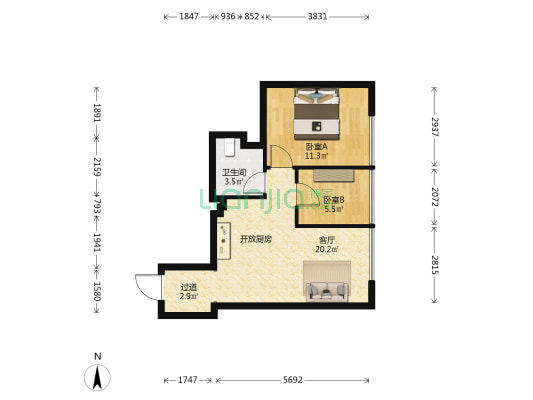 招商公园大道 2室1厅1卫 70平方
