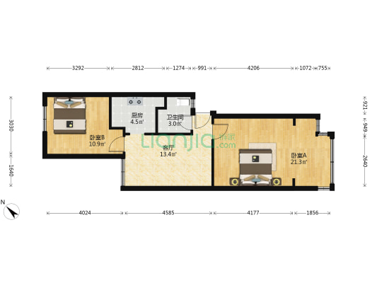 江汉北路177号 2室1厅1卫 66平方