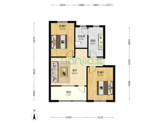 同昌小区 2室1厅1卫 70平方
