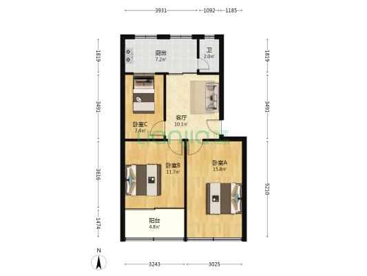 外贸冷藏小区 3室1厅1卫 74平方