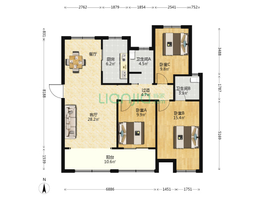 民发·东著 3室1厅2卫 115平方