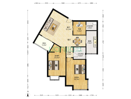 清溪苑 3室1厅2卫 116平方