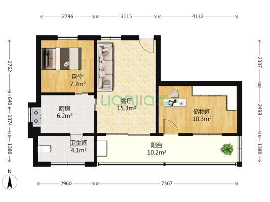 盐道坪社区 1室1厅1卫 59平方