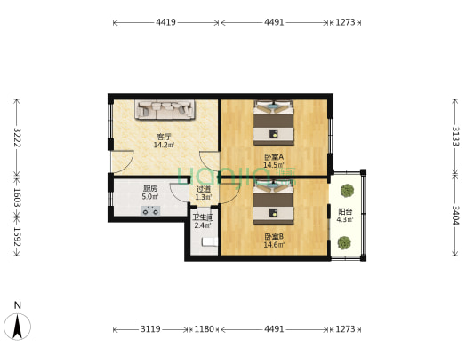金寨路453号 2室1厅1卫 71平方