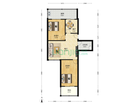 看守所家属院（华林路） 2室2厅1卫 80平方