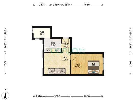 青云路134号 1室1厅0卫 48平方