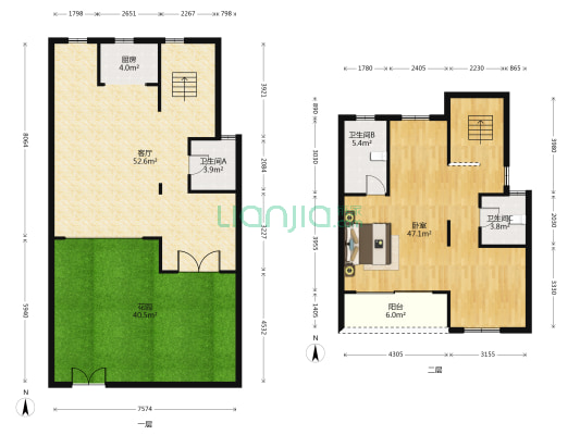 众安溪园 1室1厅3卫 136平方