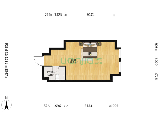 保利国际广场公寓 1室0厅1卫 55平方