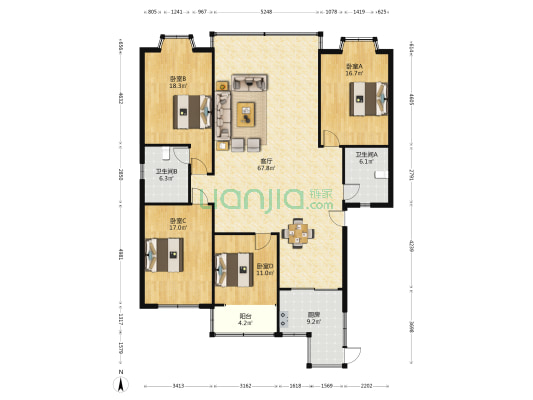 都江堰花园 4室1厅2卫 174平方