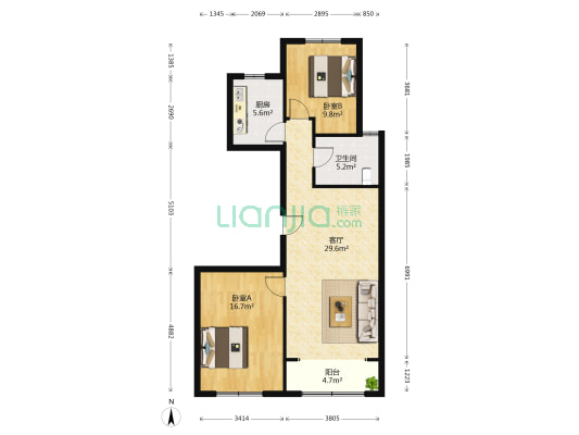 鲁商蓝岸丽舍润园 2室1厅1卫 105平方