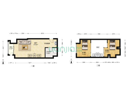 时代财富中心 2室1厅1卫 58平方