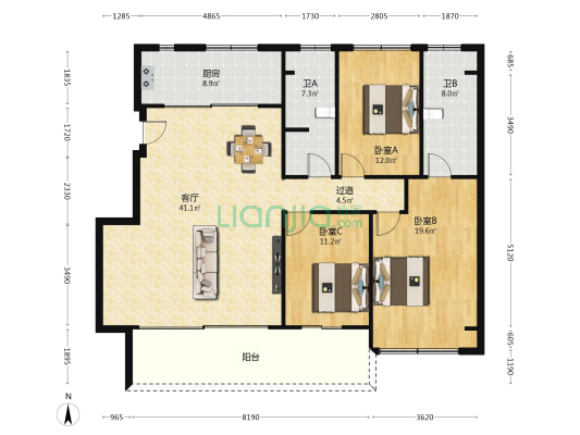 七溪庭 3室1厅2卫 141平方