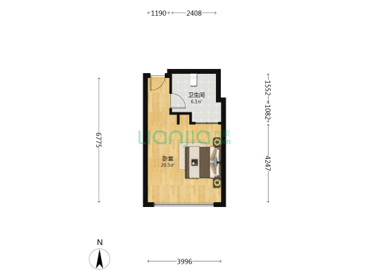 康桥小镇商业广场 1室0厅1卫 40平方