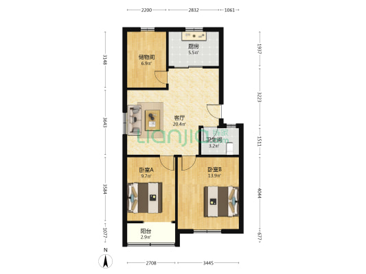 太平洋花苑一期 2室1厅1卫 81平方