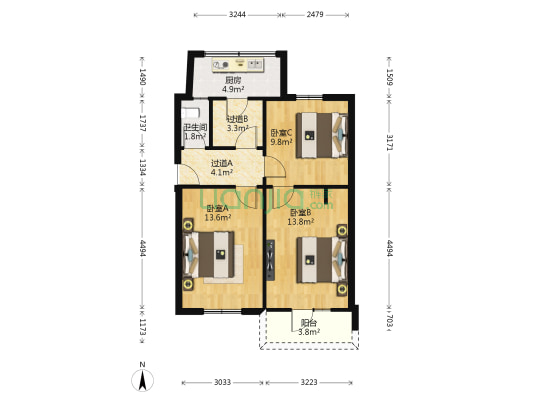 经三路7号院 3室0厅1卫 67平方