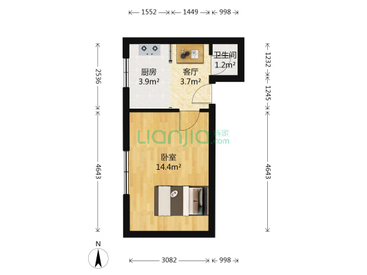 永昌路 1室1厅1卫 38平方