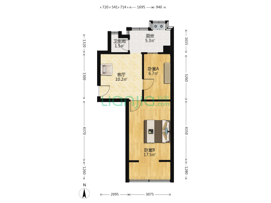 金纱轩 2室1厅1卫 46平方