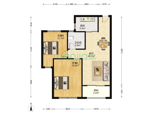 伟业迎春丽家 2室1厅1卫 80平方
