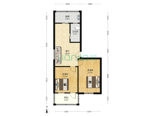 壕埂街12号 2室1厅1卫 73平方