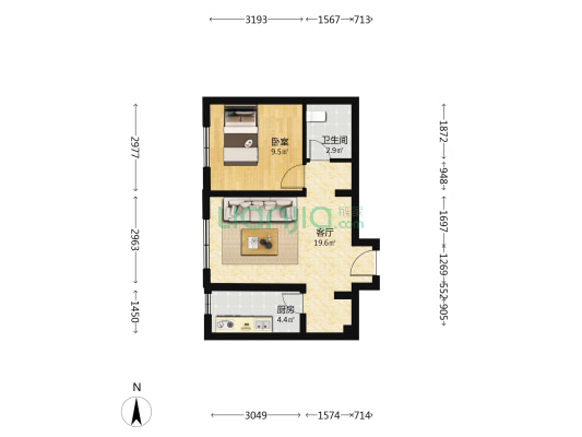 中海寰宇视界 1室1厅1卫 53平方